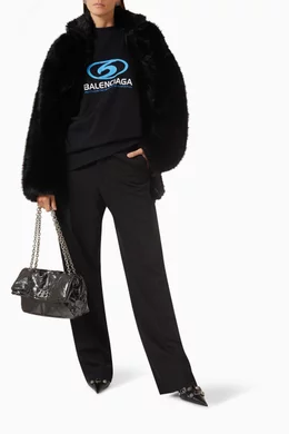 Buy Balenciaga Black Baggy Tailored Pants in Barathea Wool For