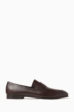 Buy Zegna Brown L'Asola Loafers in Lambskin For Men Online