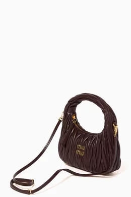 Buy Miu Miu Brown Mini Wander Hobo Bag in Matelassé Nappa For 