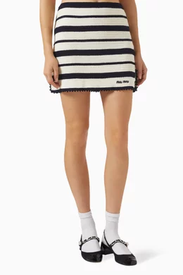 MiuMiu Cotton Knit Miniskirt コットンニット スカート ロゴ Miu Miu Cotton Crochet Mini Skirt in Multicolor | FWRD