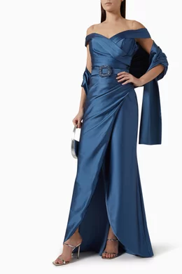 pronovias silk maxi dress Maxi dress Pronovias Blue size 42 FR in Polyester