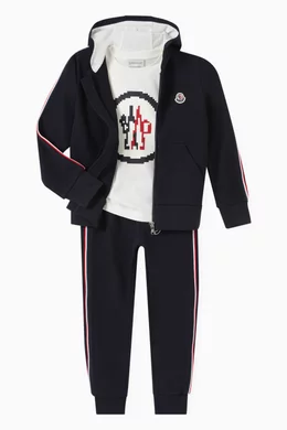 Buy Moncler Enfant Blue Tricolour Trim Sweatpants in Cotton Fleece For Boys Online Ounass Saudi
