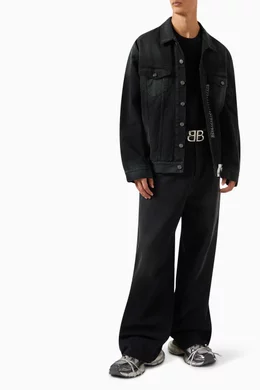 Buy Balenciaga Black Size Sticker Baggy Pants in Denim For Men