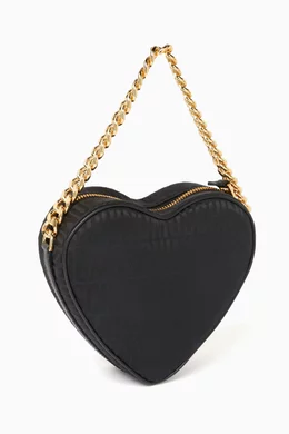 Buy Moschino Black Small Heart Shaped Shoulder Bag in Jacquard Nylon For Women Online Ounass Saudi