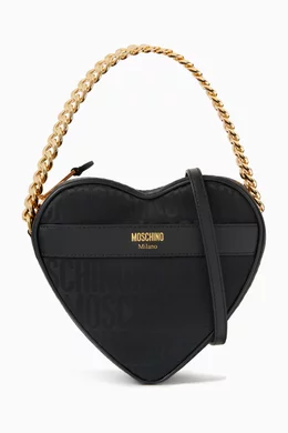 Buy Moschino Black Small Heart Shaped Shoulder Bag in Jacquard Nylon For Women Online Ounass Saudi
