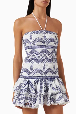 Buy Charo Ruiz Blue Megan Mini Dress in Cotton-blend Broderie For Women  Online | Ounass Saudi