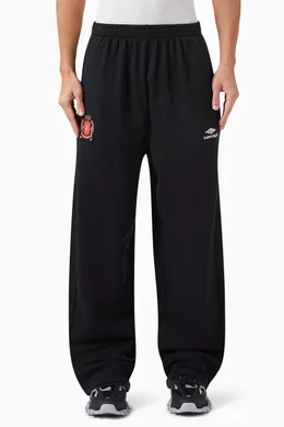 Buy Balenciaga Black Football Crest Baggy Sweatpants in Cotton Fleece For Men Online Ounass Saudi