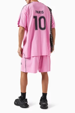 Buy Balenciaga Pink Paris Soccer Oversized T-shirt in