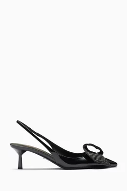 Buy Prada Black Decollete 55 Slingback Pumps in Patent Leather For Women Online Ounass Saudi