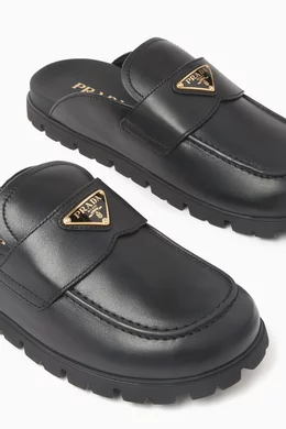 Buy Prada Black Logo Mules in Leather For Women Online | Ounass Saudi