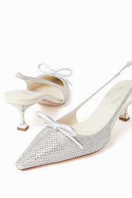 Buy Miu Miu Silver Decollete Embellished Slingback 55 Pumps in Leather For Women Online Ounass Saudi