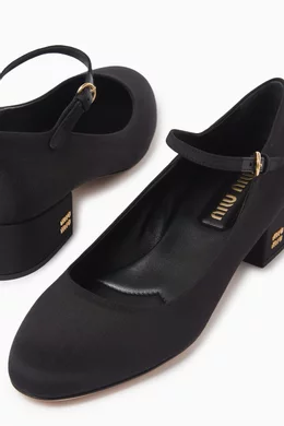 Buy Miu Miu Black Mary Jane 35 Pumps in Moiré Fabric For Women