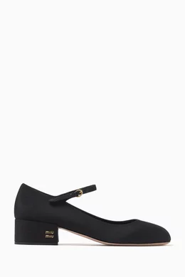 Buy Miu Miu Black Mary Jane 35 Pumps in Moiré Fabric For Women
