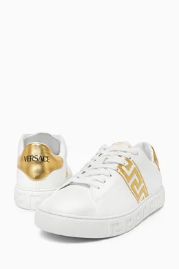 Buy Versace White La Greca Sneakers in Vegan Leather For Men Online Ounass Saudi