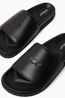 Buy Off White Black Cloud Off Stamp Slides in Leather For Men Online Ounass Saudi