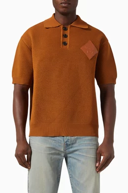 Buy MCM Brown Logo patch Knitted Polo Shirt For Men Online Ounass Saudi