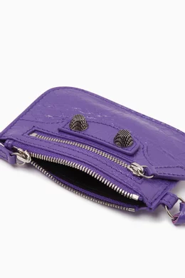 balenciaga Le Cagole Flap Coin 財布 Buy Balenciaga Purple Le Cagole Coin Holder in Arena Lambskin For