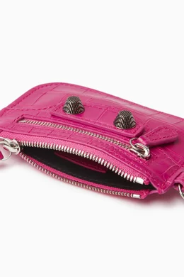Buy Balenciaga Pink Le Cagole Coin Holder in Croc-embossed Leather