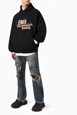 トップス BALENCIAGA 23SS HandDrawn BB Icon Hoodie 0400018510124_PINKBLACK?wid=