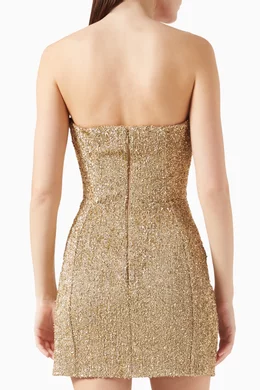 Buy Elisabetta Franchi Gold Bow Mini Dress in Lurex Tweed For Women Online  | Ounass Saudi