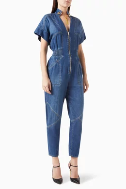 Buy Elisabetta Franchi Blue Zip Up Jumpsuit in Denim For Women Online Ounass Saudi