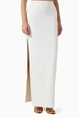 Buy Elisabetta Franchi White Maxi Pencil Skirt in Crepe For