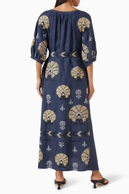 chinese dress ladies No.17 Full Length Linen Tea Dress in Green Melange main image 1