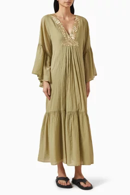 slim fit dress slacks Goddesses Dress Persephone short, natural green main image 0