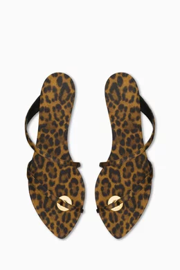 【送料込】Saint Laurent_55 leopard-print grosgrain sandals Jaspe 55 leopard-print grosgrain sandals in brown - Saint