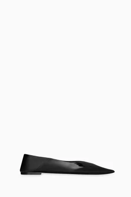 Buy SAINT LAURENT Black Nour Slippers in Glazed Leather For