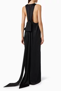 Saint Laurent Black Crepe Long Dress Black-tie Maxi Dress in