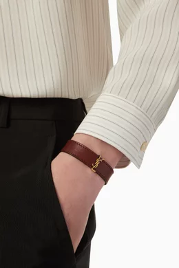 【Saint Laurent】dark brown chocolate calf leather bracelet Saint Laurent】dark brown chocolate calf leather bracelet