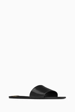 【関税&送料込】Saint Laurent Black Satin Carlyle Slippers Buy SAINT LAURENT Black Carlyle Slides in Glazed Leather For