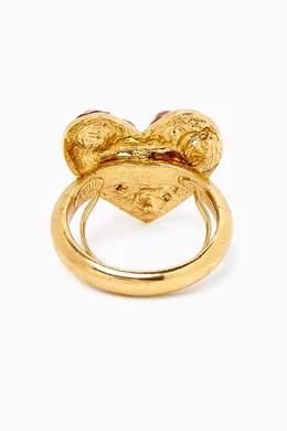 Buy Oscar de la Renta Pink Gemstone Heart Ring in Metal For