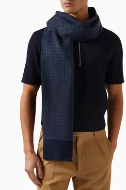 Buy Ferragamo Blue Gancini Scarf in Wool For Men Online Ounass Saudi