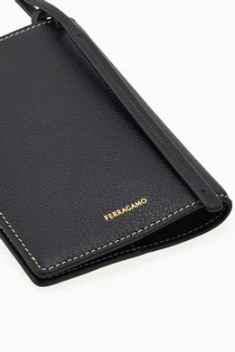 Buy Ferragamo Black Passport Holder in Hammered Leather For Men Online Ounass Saudi