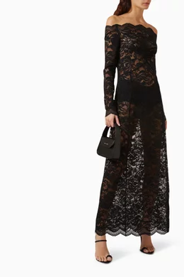 Buy Rabanne Black Off-Shoulder Lace Dress For Women Online | Ounass Saudi