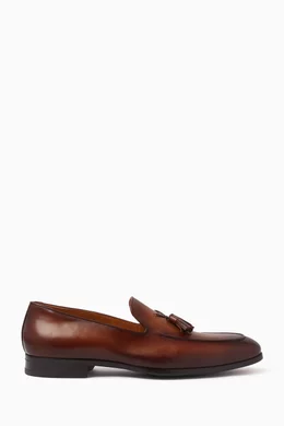 Buy Magnanni Brown Austin Tassel Loafers in Leather For Men Online Ounass Saudi
