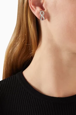 Buy Swarovski White Infinity Crystal Stud Earrings in Gold-plated