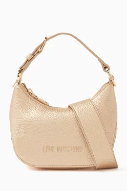 Buy Love Moschino Gold Small Shoulder Bag in Grained Faux Leather For Women Online Ounass Saudi
