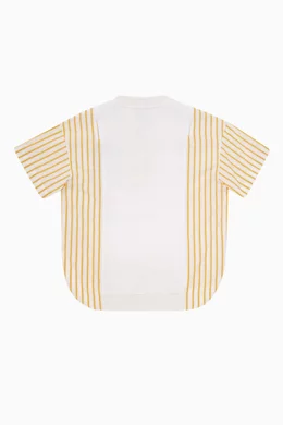 Buy Fendi Yellow Striped Logo T shirt in Cotton Jersey Poplin For Boys Online Ounass Saudi