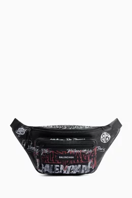 Buy Balenciaga Black DIY All-over Metal Logo Belt Bag in Nylon For