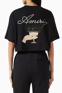 Buy Amiri Black Champagne Cropped T-shirt in Cotton For
