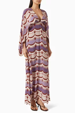 vintage wave long sleeve maxi dress Farm rio vintage wave maxi dress Size small Cute
