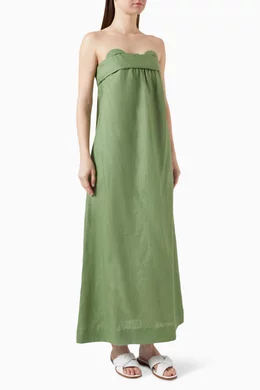 Buy Adriana Degreas Green Jellyfish Strapless Maxi Dress in Linen For Women  Online | Ounass Saudi