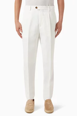 White pleated dress pants outlet