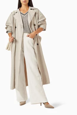 Buy Brunello Cucinelli Neutral Double-breasted Trench Coat