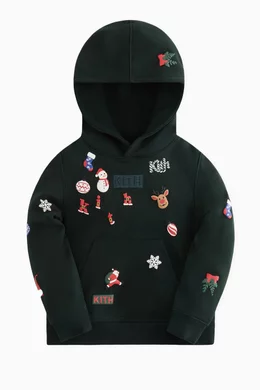 Buy Kith Black Kithmas Kids Ornament Williams Hoodie in Cotton fleece For UNISEX Online Ounass Saudi