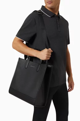Buy Michael Kors Black Hudson Tote Bag in Pebbled Leather