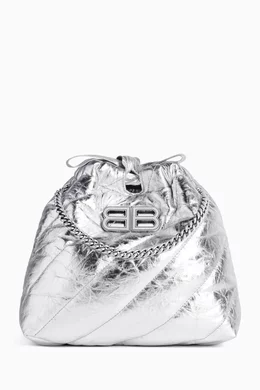Buy Balenciaga Silver Small Crush Tote Bag in Metallized